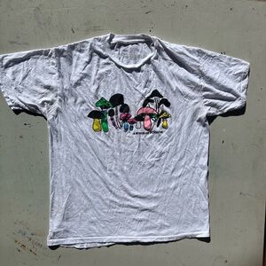 Women's Polarize T-Shirt White Mushroom Fungus Spores L Cotton Psychonaut Trip
